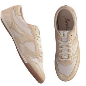 ED Ellen Degeneres Ellert Gold Cream Metallic Leather Sneakers Size 10